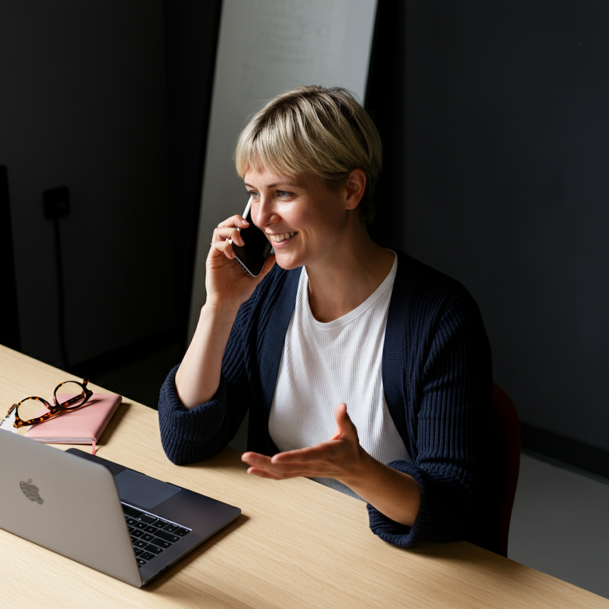 Author on phone call