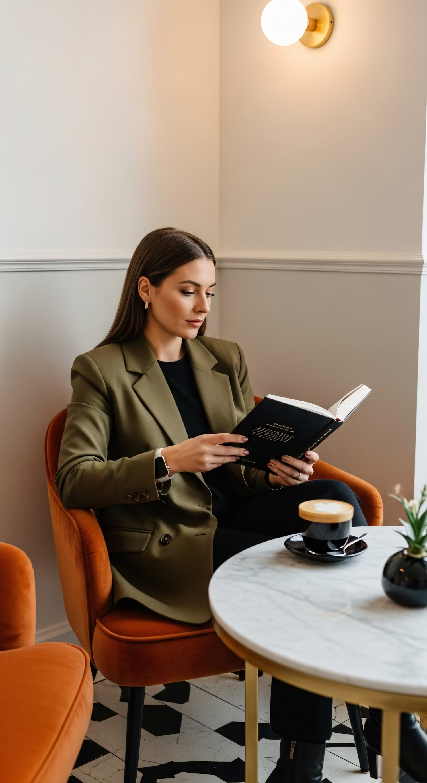 Professional woman reading a book